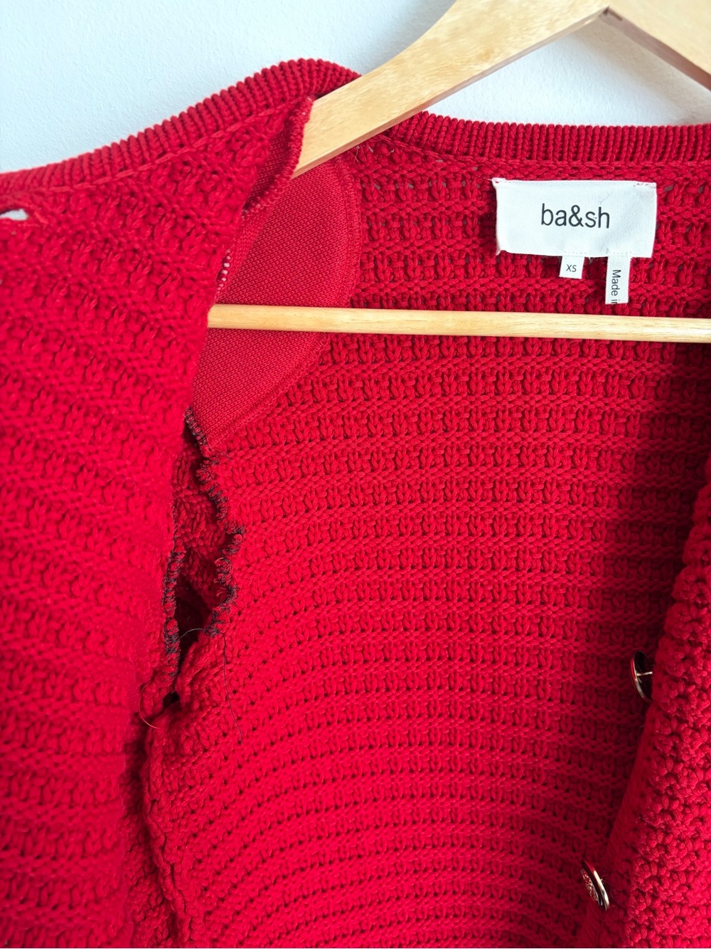 ba&sh - Gaspard Red Textured Cardigan - NWOT - XS - Picture 6 of 15